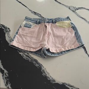 Colorblock Denim Women's Shorts